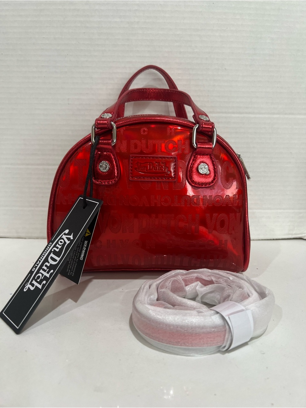 Von Dutch Metallic Reflective Crossbody/Handbag Metallic Red NEW!